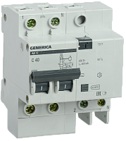 Выключатель автоматический дифференциальный АД12 GENERICA 2п 40А C 300мА тип AC (4 мод) | код. MAD15-2-040-C-300 | IEK 